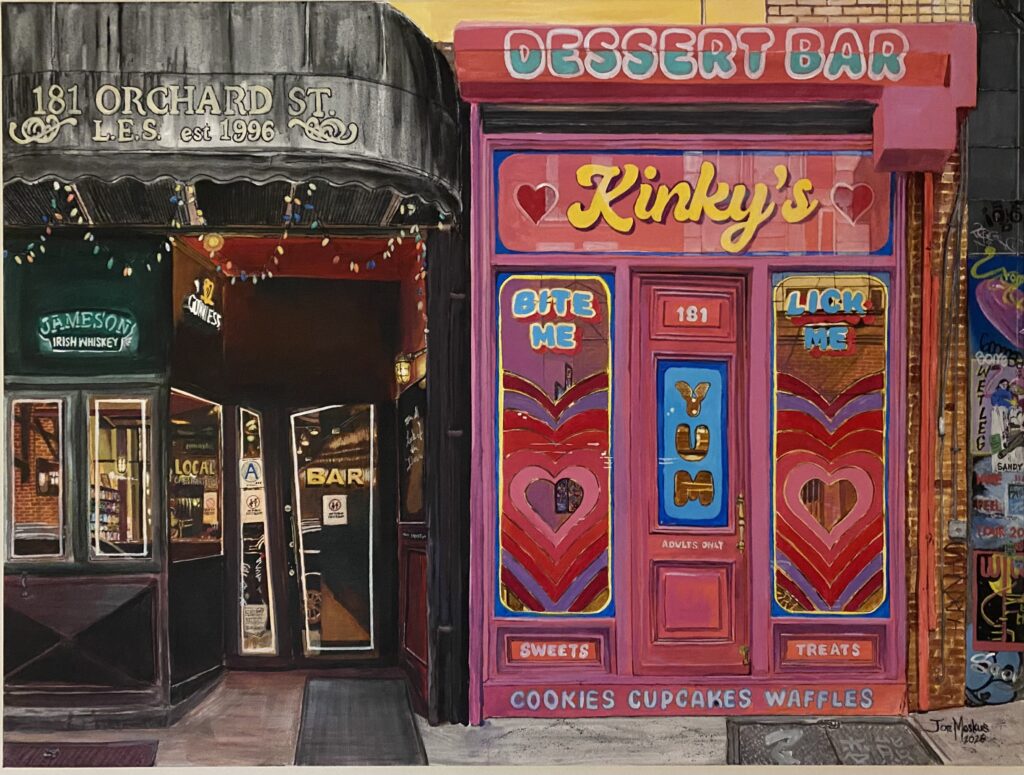 "Drinks or Dessert?" "Can't we have both?" Local One Thirty-Eight and Kinky's Dessert Bar 30"x40" acrylic on canvas