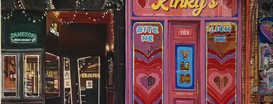 “Drinks or Dessert?” “Can’t we have both?” Local One Thirty-Eight and Kinky’s Dessert Bar – 30″x40″ acrylic on canvas