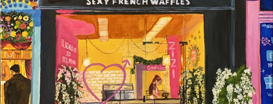 Sexy Waffle Time – Zizi Factory Sexy French Waffles – 24″ x 30″ acrylic on canvas